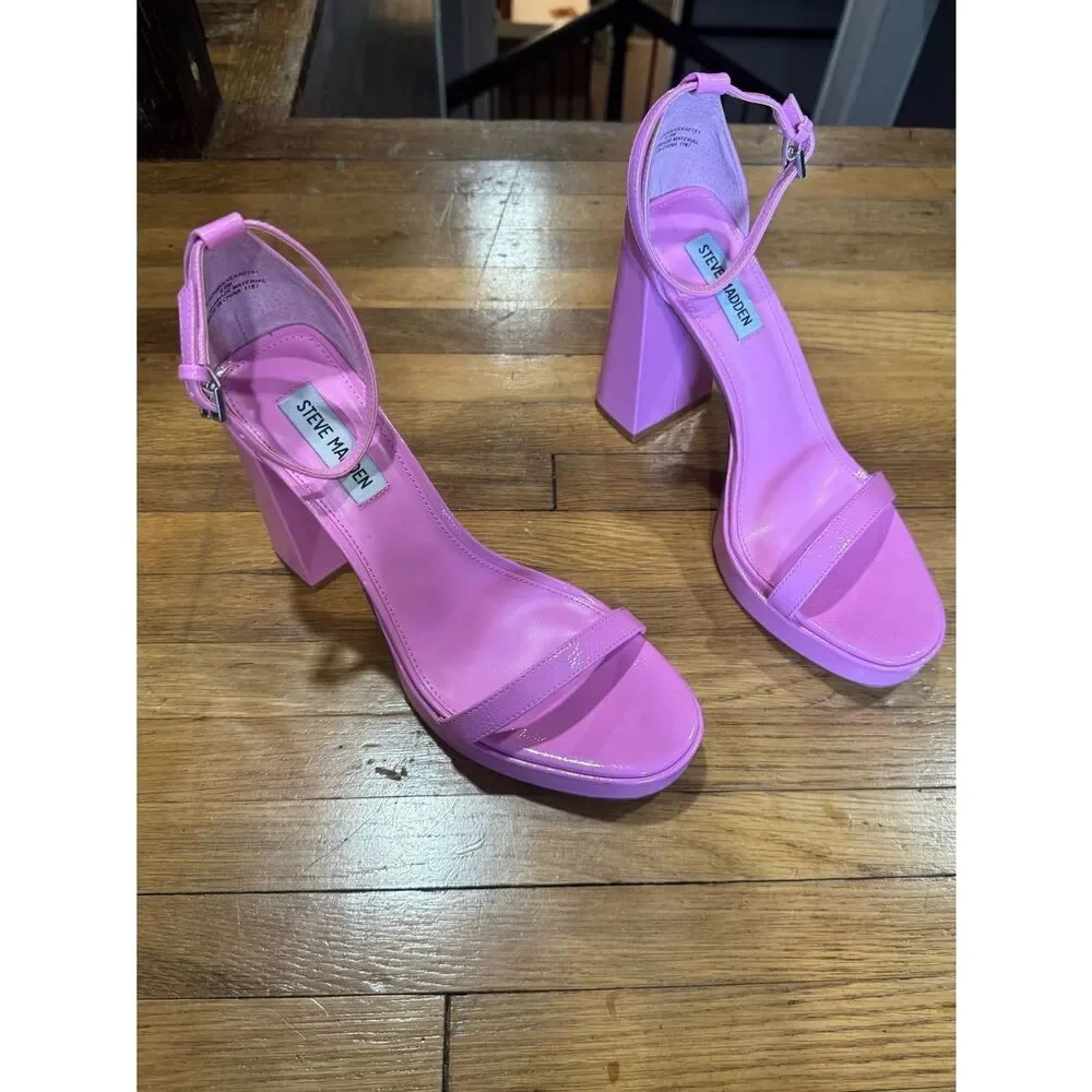 Steve Madden Veronica Hot Pink Platform Ankle Strap Sandals Heels